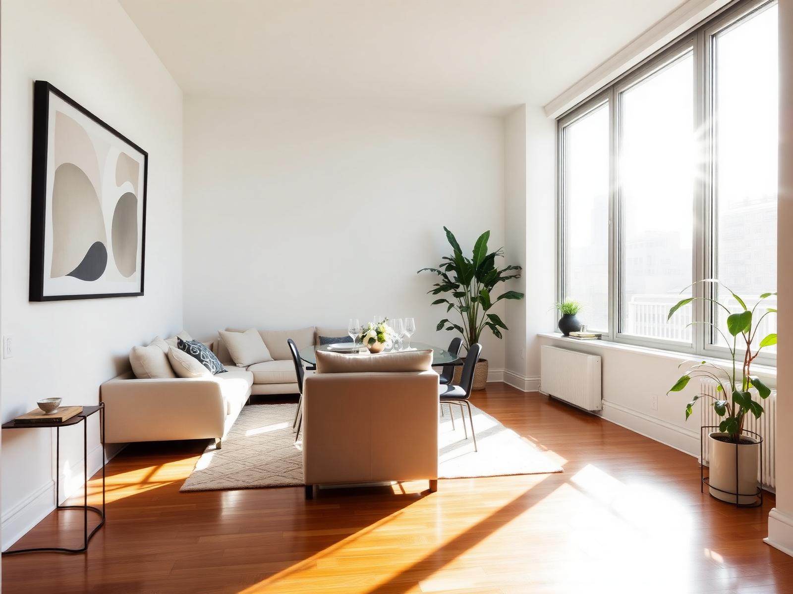 Sunlit, freshly cleaned Manhattan apartment interior